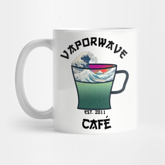 Vaporwave Aesthetic Great Wave Off Kanagawa Cafe Coffee by mycko_design